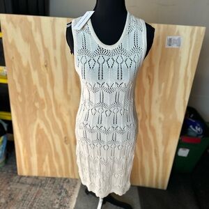 Elegant Cream Knit Swim Coverup